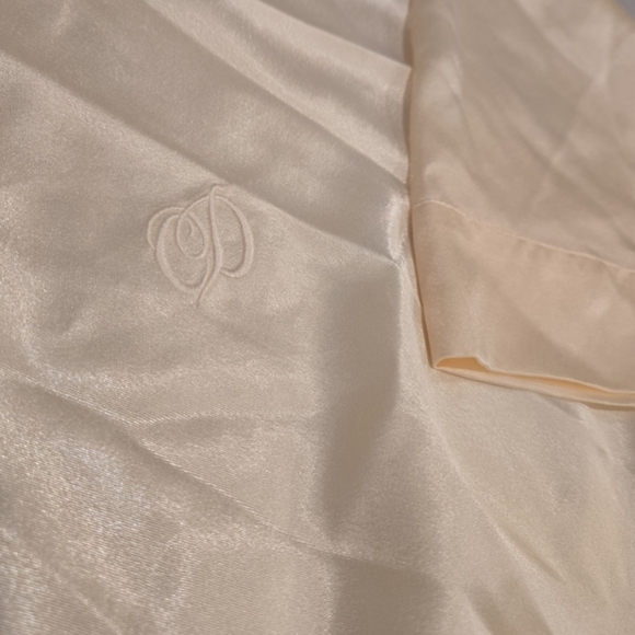 Vtg Christian Dior Satin Camisole & Robe Set Size Medium Cream Peignor Lounge - Picture 8 of 12